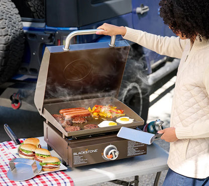 17" Portable Outdoor Griddle with Hood,Carry Bag & Tool Kit